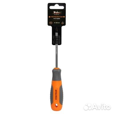 Отвертка крестовая с эргономичной рукояткой магнитная ph2*100мм (at-sp2-03)