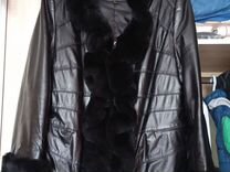 Куртка кожаная с мехом кролика, размер 48-50