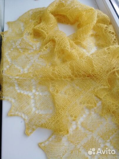 Палантин шарф шаль паутинка пуховая вязанная
