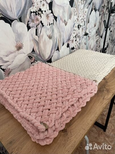 Плед детский вязаный плюшевый