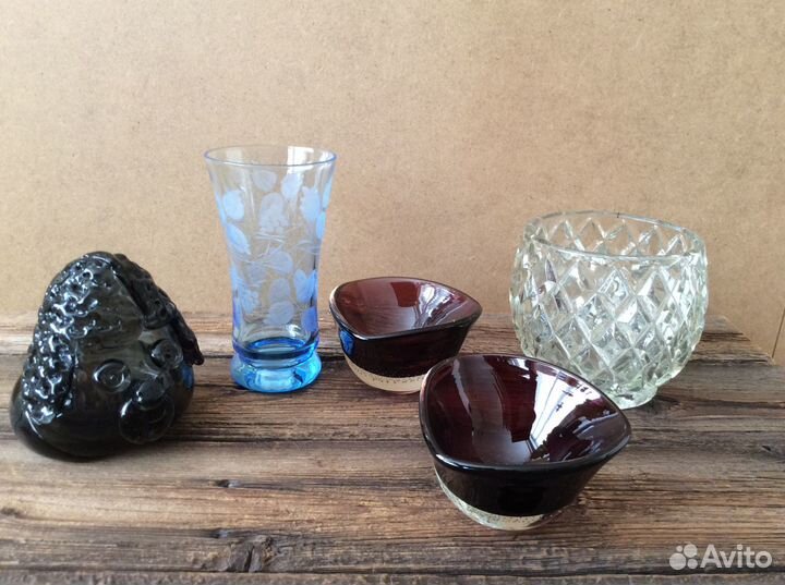 Вазочки цветное винтажные стекло
