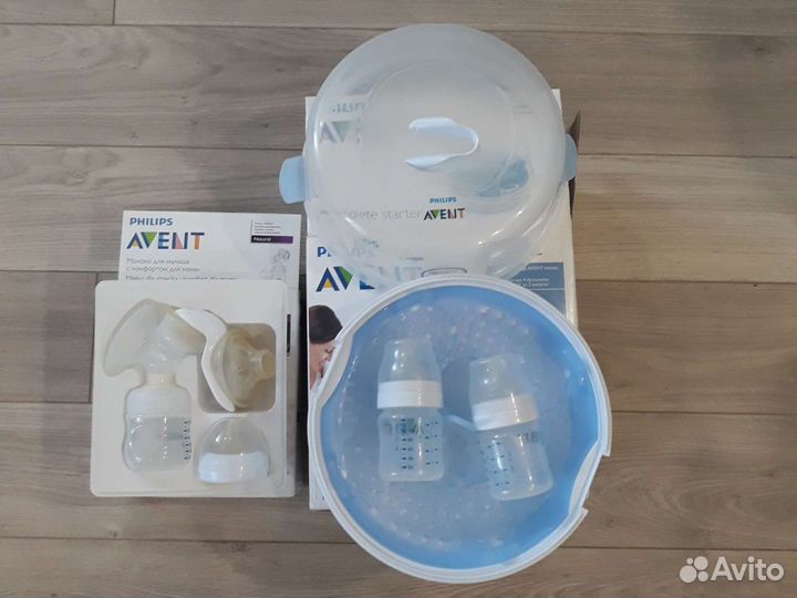 Ручной молокоотсос + Паровой стерилизатор для свч