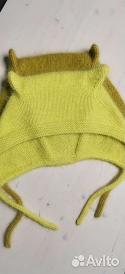 Чепчик с ушками из пуха норки