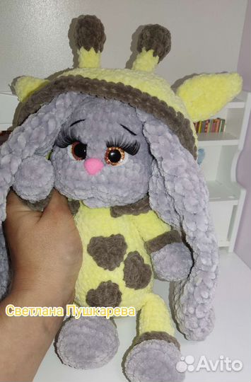 Вязаная Мягкая игрушка зайка