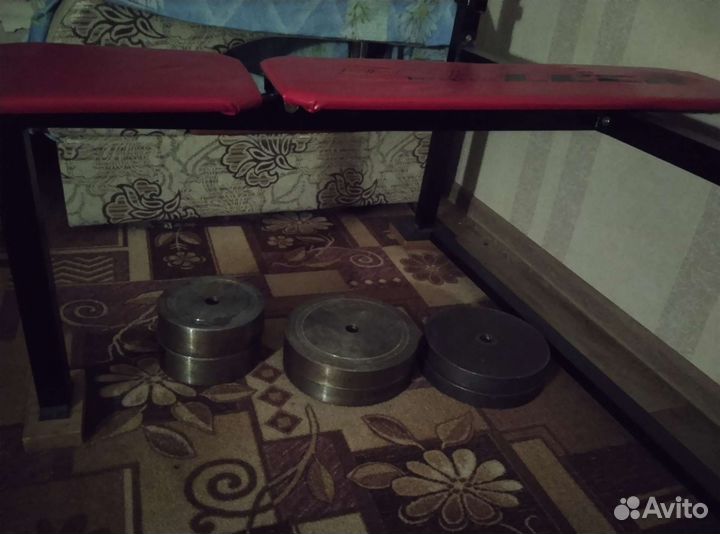 Штанга разборная, скамья, блины