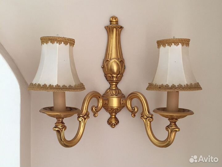 Канделябры бра светильник сусальное матовое золото