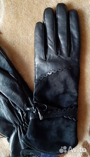 Новые кожаные перчатки, зима