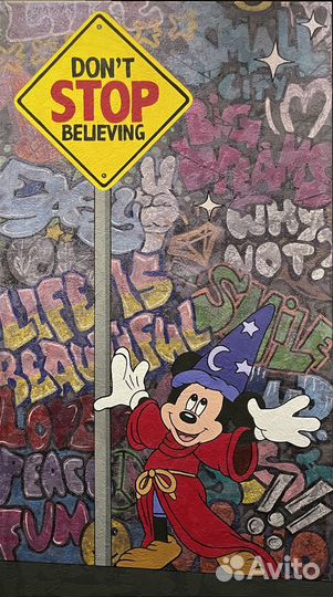 Большая картина Граффити Поп Арт на холсте Микки