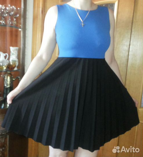 Платье сине-черное