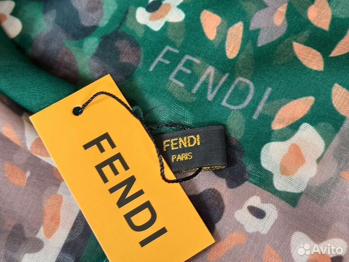 Платок Батист Модал Fendi лёгкий зелёный новый