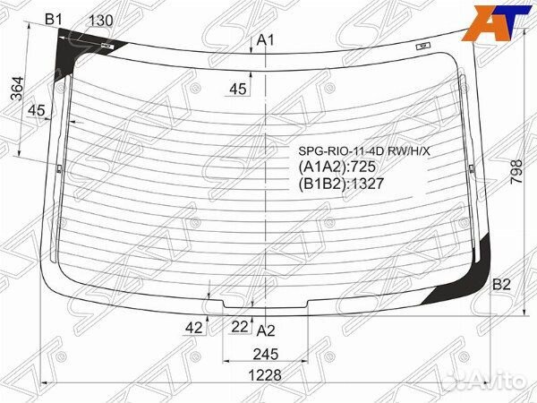 Стекло заднее KIA RIO