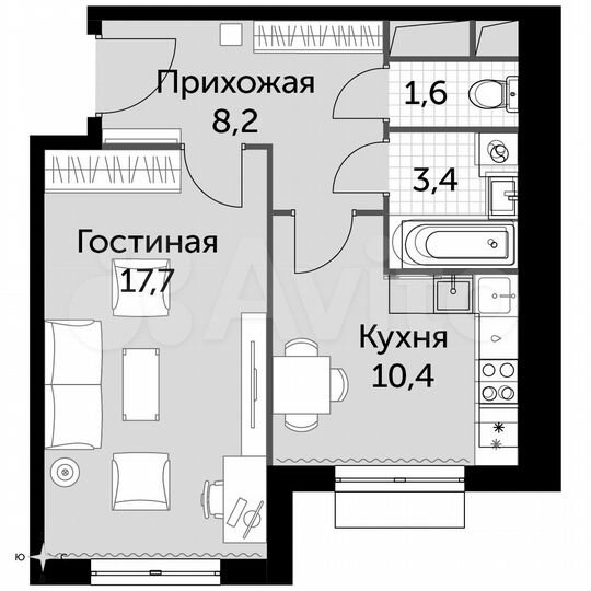 1-к. квартира, 41,3 м², 10/16 эт.