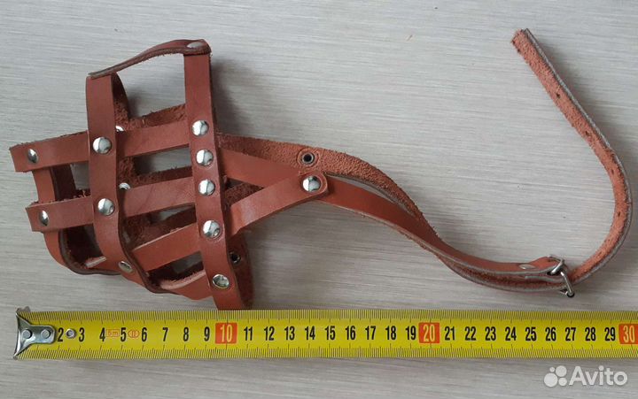 Шлейка и намордник кожаные для средних собак