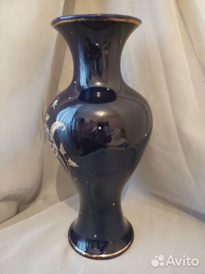 Ваза большая напольная. 38 см. Кобальт. Винтаж