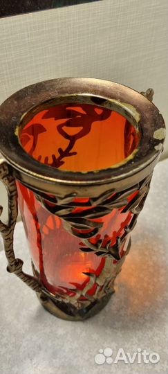 Ваза для цветов цветное стекло СССР