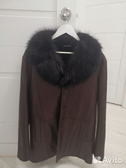 Кожаная дубленка мужская 48 размер