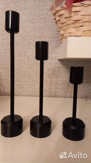 Набор из 3 подсвечников в стиле лофт,цвет черный