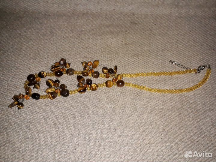 Красивые бусы колье камень стекло 60 см