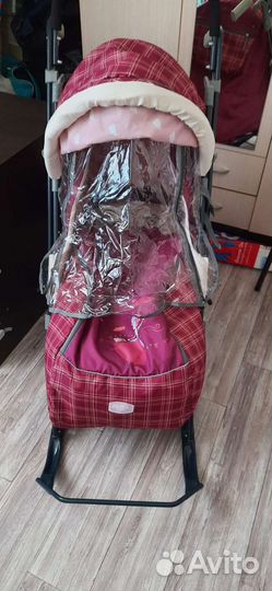 Детские санки коляска с колесами