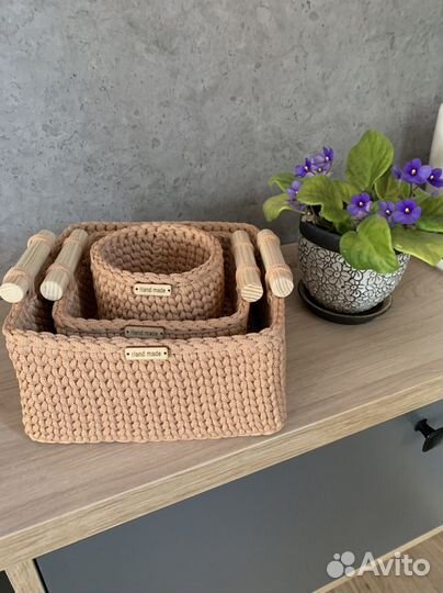 Корзина вязаная ручная работа