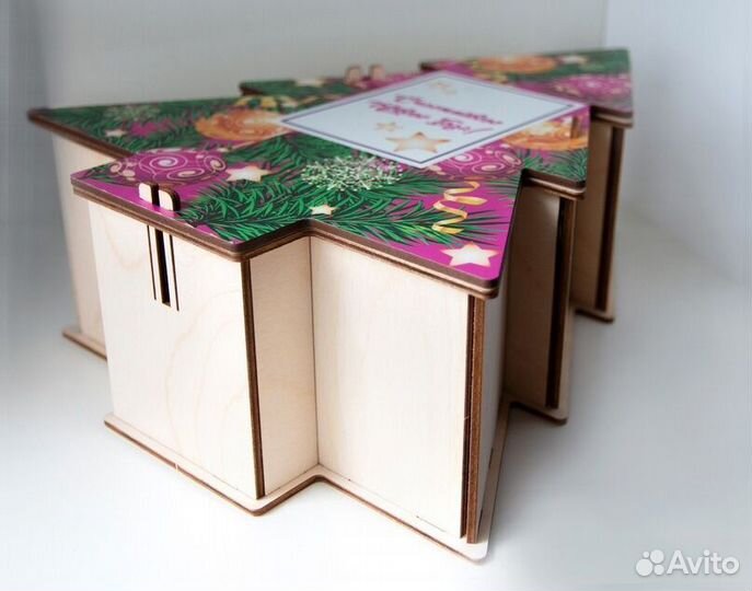 Коробка деревянная Ёлочка