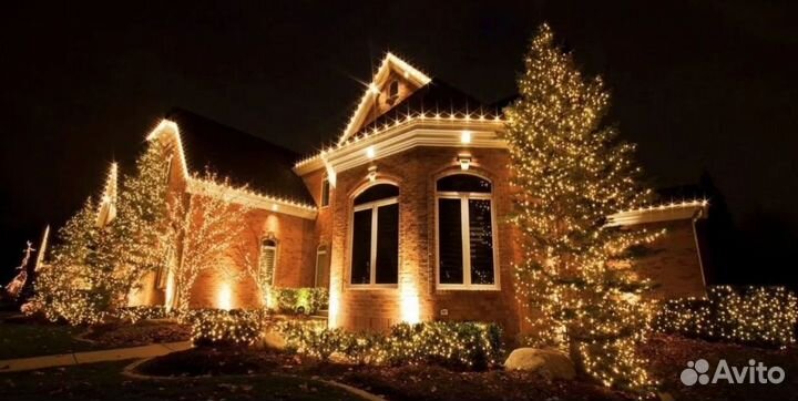 Украшение домов гирляндами