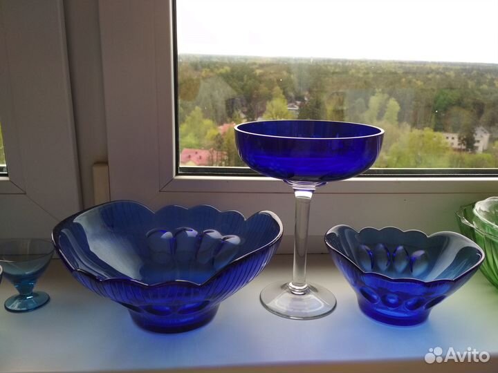 Голубое и кобальтовое стекло СССР