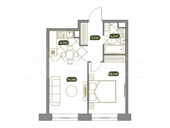 1-к. квартира, 45,1 м², 11/13 эт.