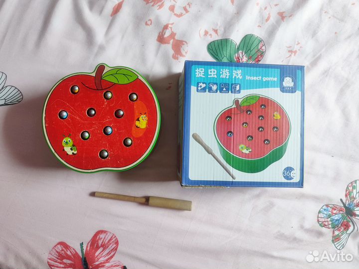 Магнитная рыбалка червячки в яблоке