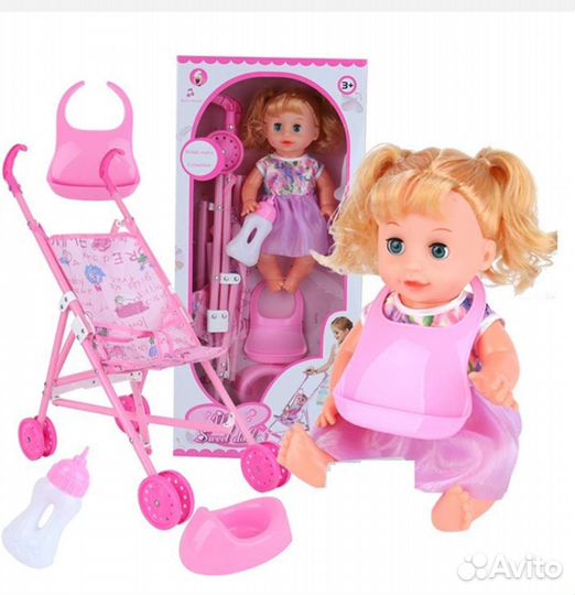 Кукла пупс с коляской