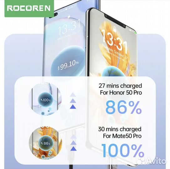 Длинный Кабель Rocoren USB Туре C 100 Вт