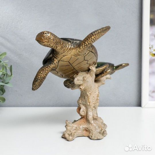 Сувенир полистоун 'Черепашки на кораллах' 19,5х11