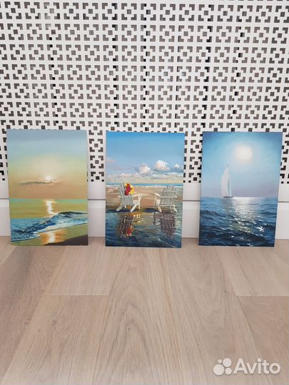 Композиция из 3 картин. Акварель