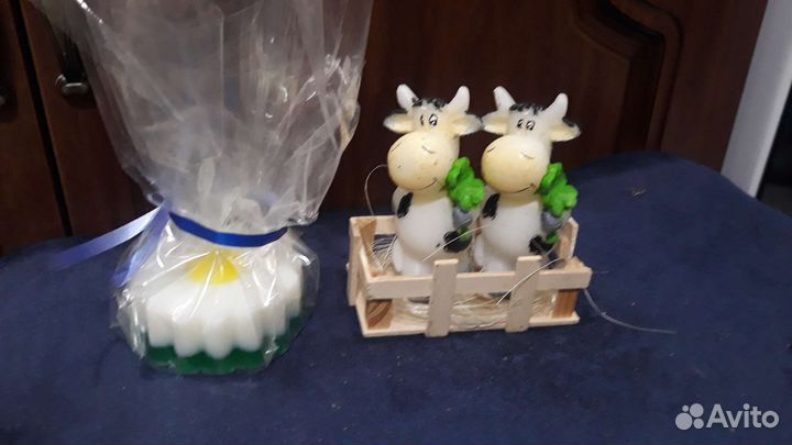 Хендмейд свечи коровки и ромашка