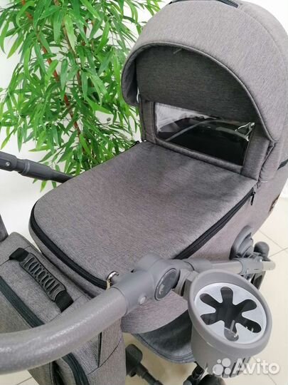 Коляска 2в1 Adamex Barcelona (серый лен)