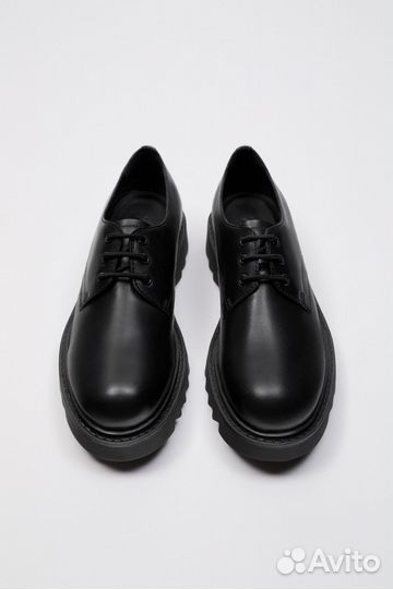 Zara кожаные туфли на платформе