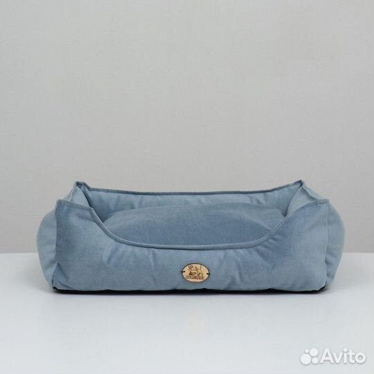 Лежанка, велюр, 55 х 40 х 15 см, голубая