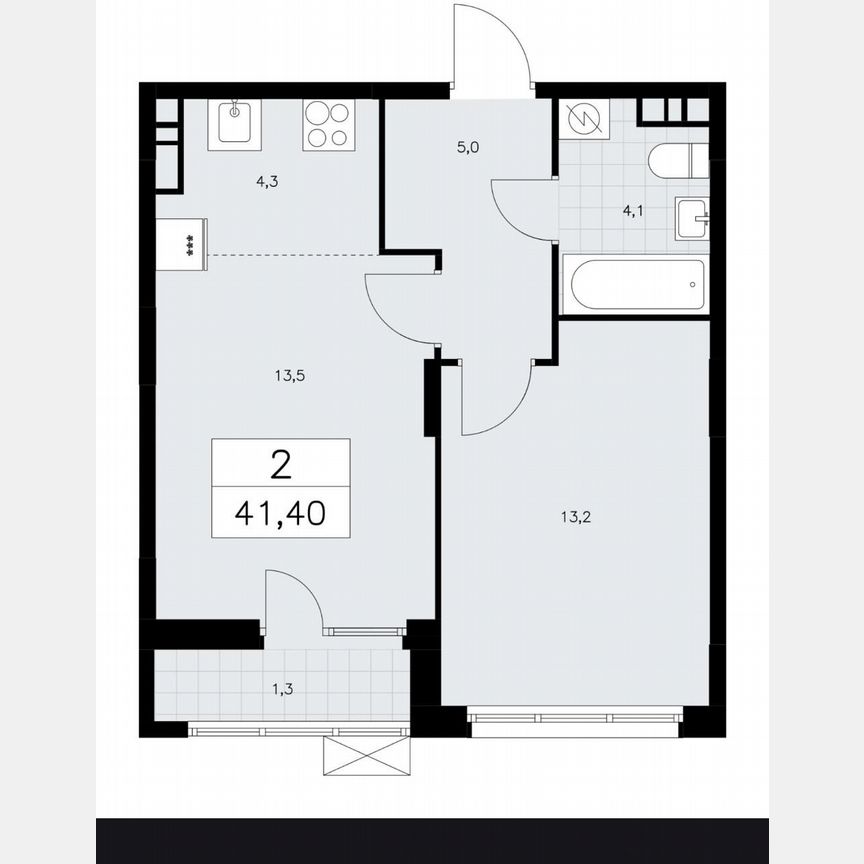 2-к. квартира, 41,4 м², 7/7 эт.