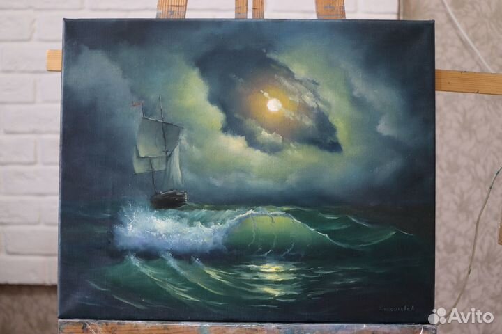 Картина Маслом Морской пейзаж Шторм