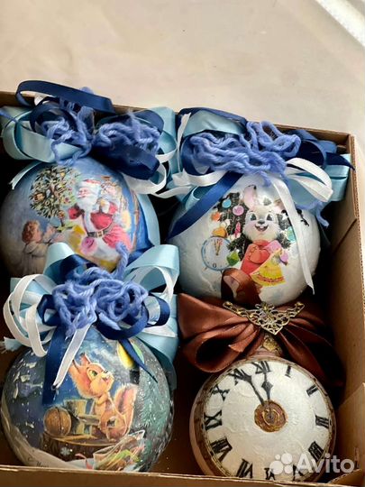 Ёлочные шары декупаж ручной работы, новогодние по