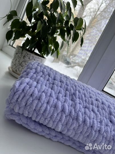 Плед вязанный детский ручная работа Ализе пуффи