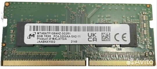 8Gb Micron DDR4 3200 sodimm (mta8atf1g64hz-3G2R1)