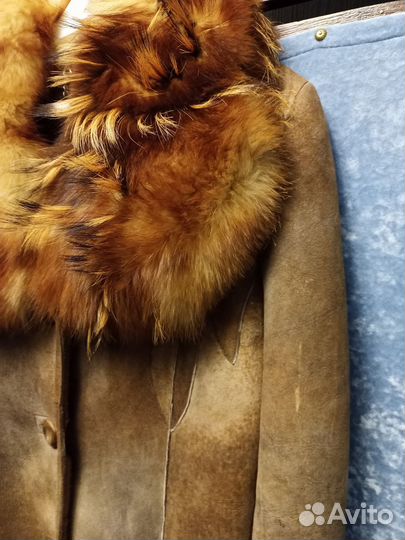 Дублёнка длинная овчина лиса