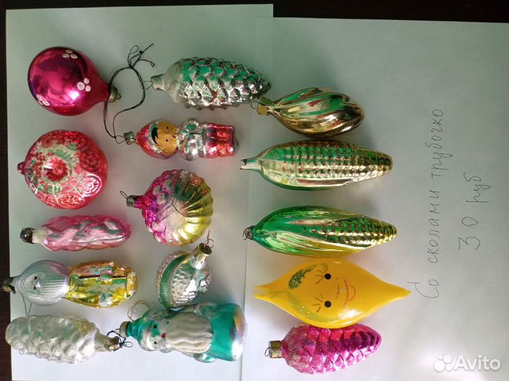 Елочные игрушки СССР стекло
