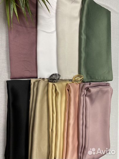 Однотонные атласные платки