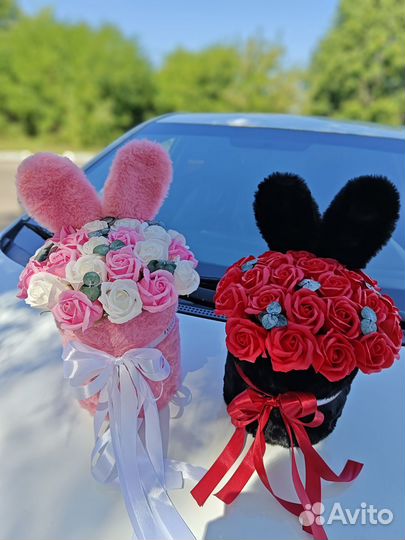 Композиции зайчики из 21-23 мыльных роз