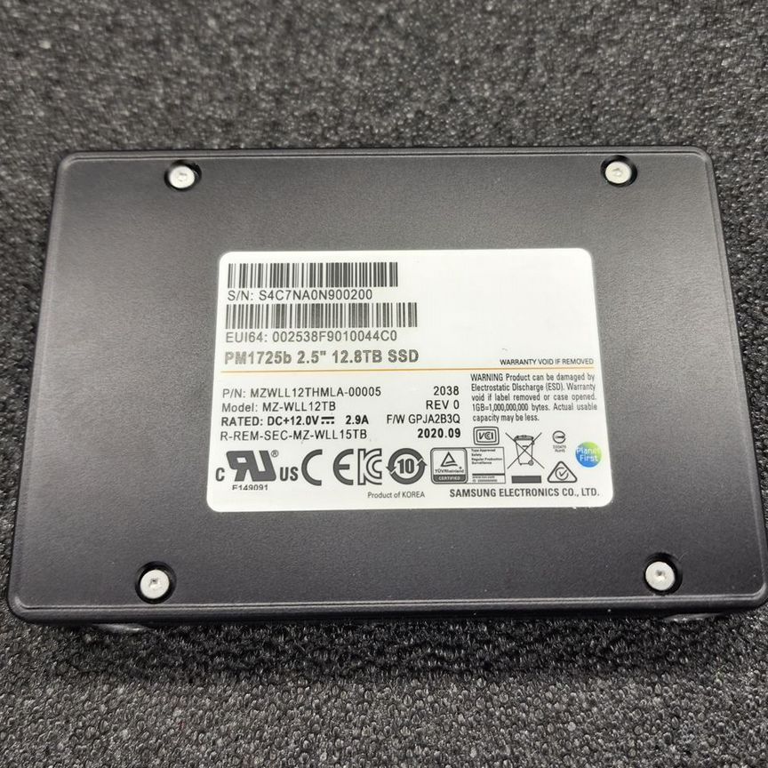 [KPM61VUG12T8] Ssd Samsung Pm 1725b 12.8тб U2 Kpm61vug12t8