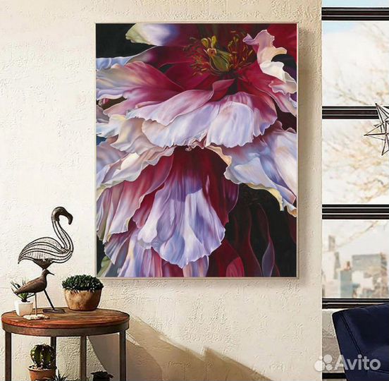 Стильная картина маслом на холсте. Цветы маслом