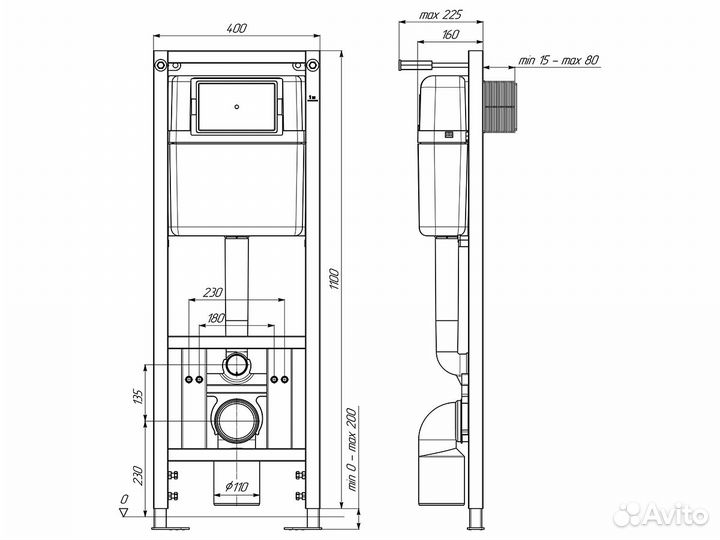 Инсталляция Анипласт с унитазом By Grohe