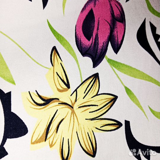 Ткань, роскошный хлопок стрейч тюльпаны лилии